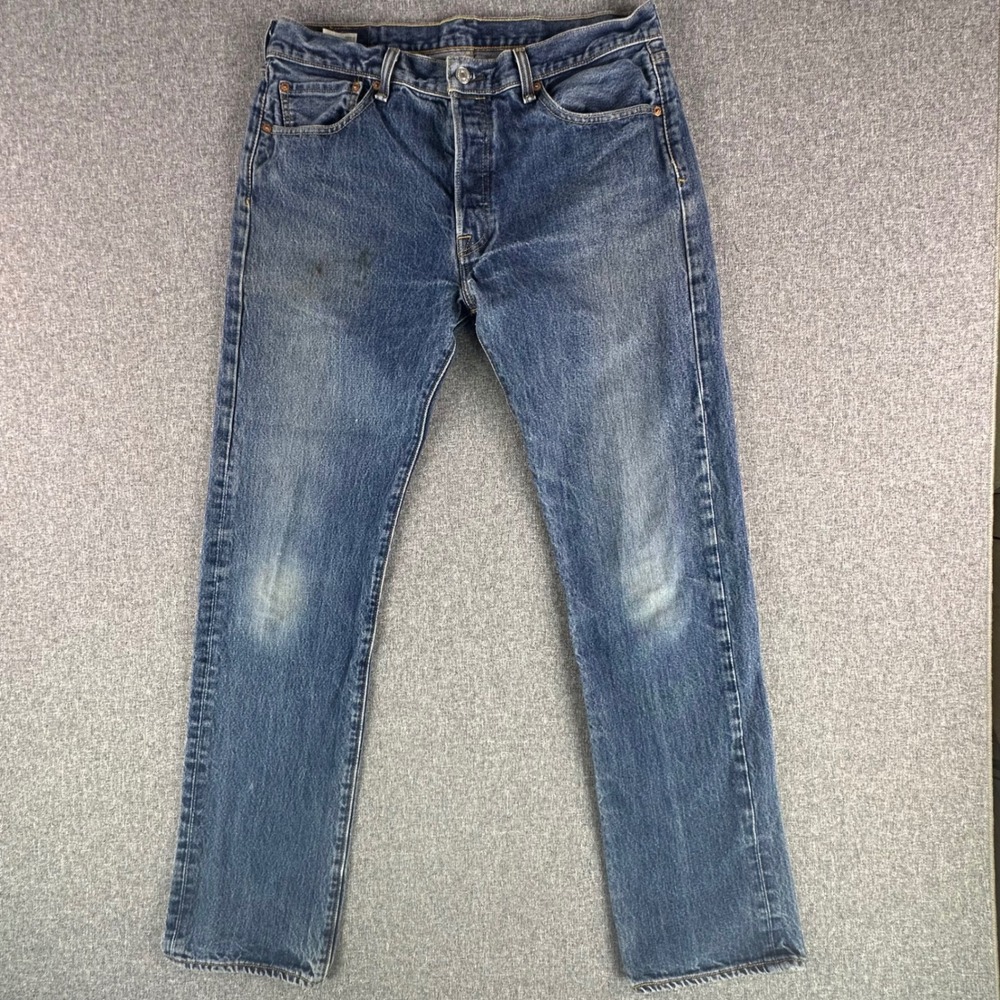 Levi's Jeans Mens 34 501 Original Blue Straight Leg Button Fly Denim